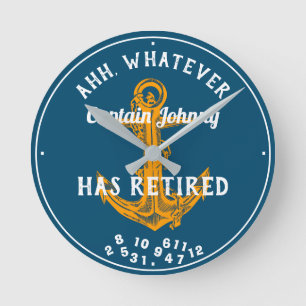Relógio Redondo Capitão Marinheiro Reformou Qualquer Nome Azul En