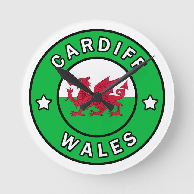 Relógio Redondo Cardiff Wales (Frente)