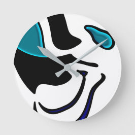 Relógio Redondo Carga de Profundidade: Abstrato Preto, Branco e Az