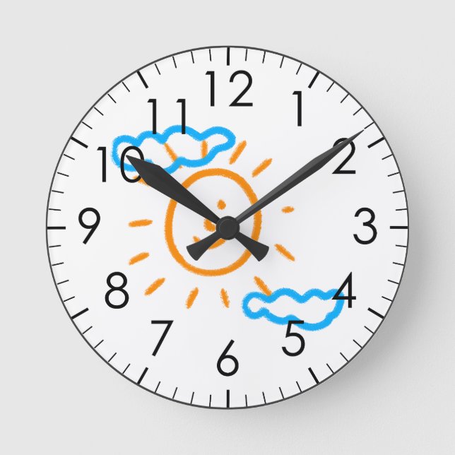 Relógio Redondo Carregar Crianças de Desenho Transformando Trabalh (Frente)