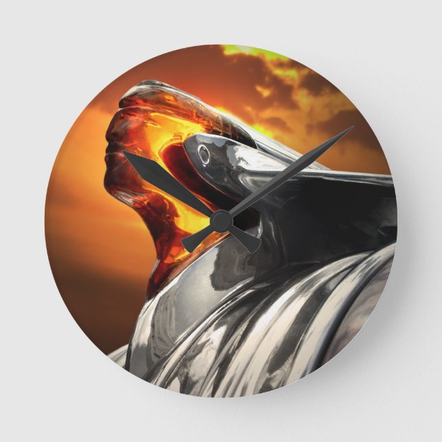 Relógio Redondo Carro Clássico Chefe Pontiac Chefe Sunset (Frente)