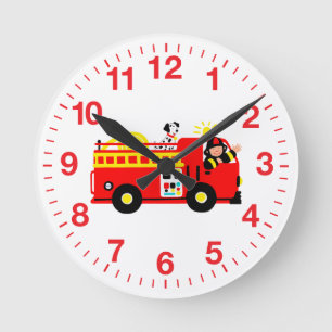 Relógio Redondo Carro de bombeiros