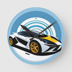 Relógio Redondo Carro de Corrida com Design Dinâmico