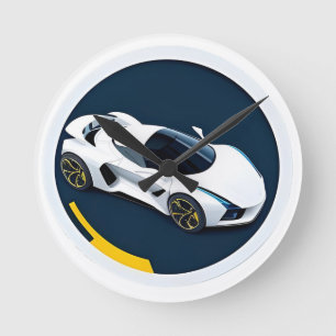 Relógio Redondo Carro de Corrida com Design Dinâmico