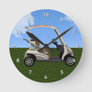 Relógio Redondo carro de golfe 3D na grama