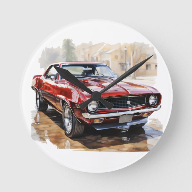 Relógio Redondo Carro Muscular Clássico (Frente)