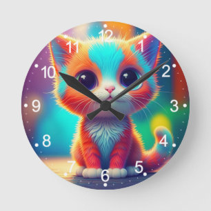 Relógio Redondo Cartografia do Rainbow Coloring Kitten