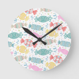 Relógio Redondo Cartoon de cores festivas multicolores