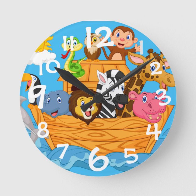 Relógio Redondo Cartoon Kids Wall Clock de Noah (Frente)