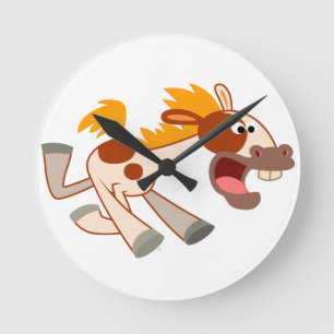 Relógio Redondo Cartoon Livreto Pinto Horse Wall Clock