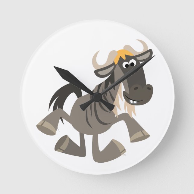 Relógio Redondo Cartoon Tap Dancing Wildebeest Wall Clock (Frente)