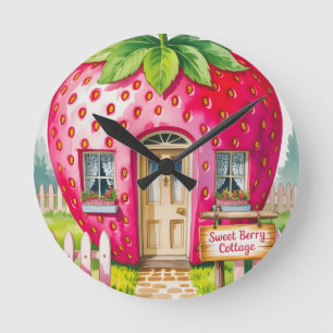 Relógio Redondo Casa da Doce Baga" Casa Caprichosa de Morango
