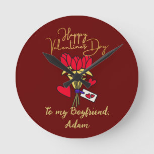 Relógio Redondo casal de ouro vermelho personalizado personalizado