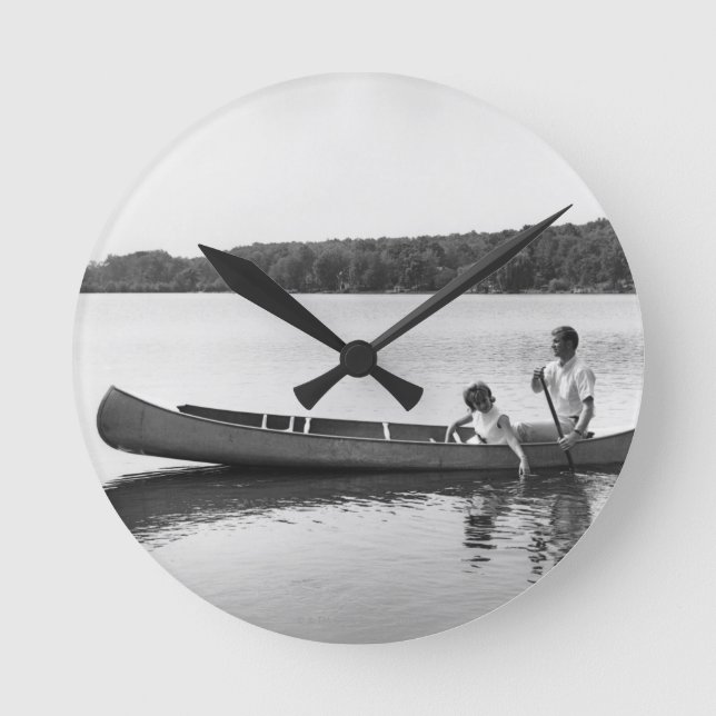 Relógio Redondo Casal em uma canoa (Frente)