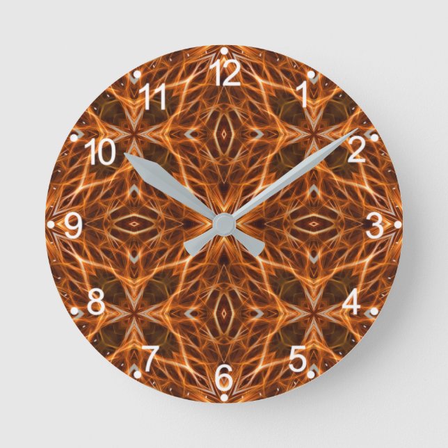 Relógio Redondo Castanho Kaleidoscope Mandala Padrão (Frente)