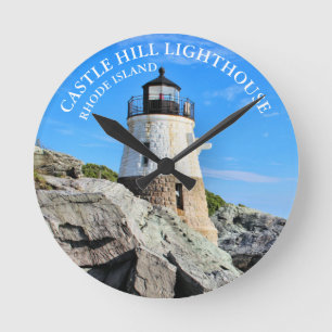 Relógio Redondo Castelo Hill Lighthouse Rhode Island RI Wall Clock