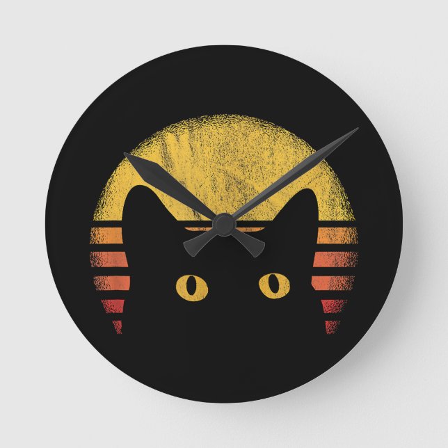 Relógio Redondo Cat Retro Vintage (Frente)
