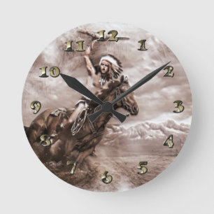 Relógio Redondo Cavalo de Corrida Indiana Americana