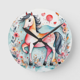 Relógio Redondo Cavalo floral