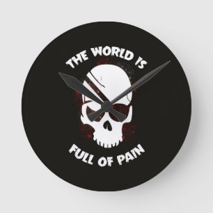 Relógio Redondo Caveira do Halloween Preto Escuro