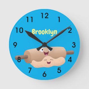 Relógio Redondo Cavilha rolante e cartoon para pastelaria