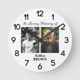 Relógio Redondo Celebration Of Life 2 Photos Funeral White