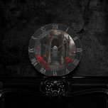 Relógio Redondo Cemitério gótico Gazebo com Rosas vermelhas à noit<br><div class="desc">Grunge dos anos 90, todo crescido! Atualização rica e sofisticada do vampiro-chic para a sensação escura e gótica do início dos anos 90. Com um intenso e profundo dusky abraçou cores para uma paleta luxuosa, dramática ou suja. Esta textura de granulação vintage inspirada nos anos 90 apresenta um design abstrato...</div>