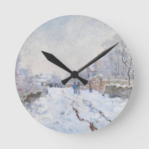 Relógio Redondo Cena de neve de Monet em Argenteuil