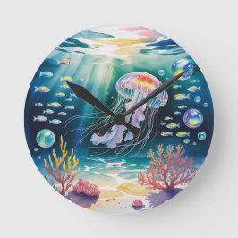 Relógio Redondo Cena Submarina Luminosa