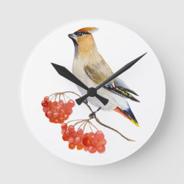 Relógio Redondo Cera de aves da floresta aquosa