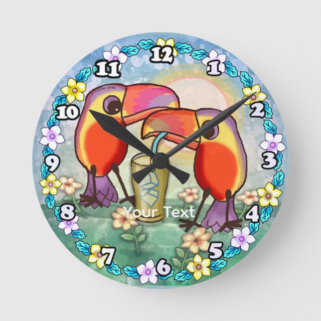 Relógio Redondo Chá de Toucans (Frente)