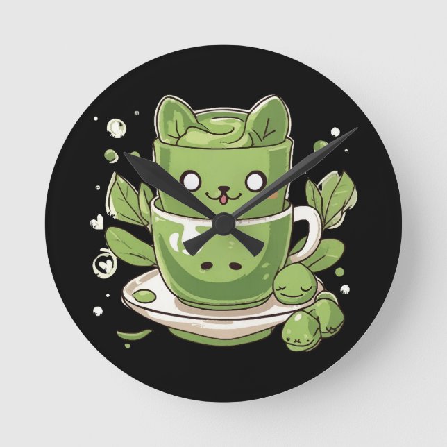 Relógio Redondo chá verde matcha (Frente)