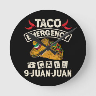 Relógio Redondo Chamada de emergência do Taco 9 Juan Taco Novelty