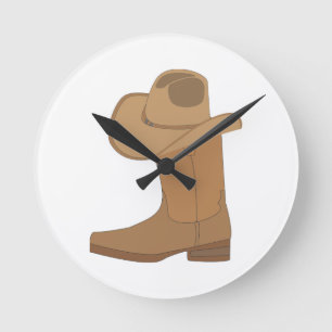 Relógio Redondo Chapéu de Cowboy e Bota