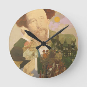 Relógio Redondo Charles Dickens, autor inglês