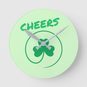 Relógio Redondo Cheers Irish Clover Shamrock Retro