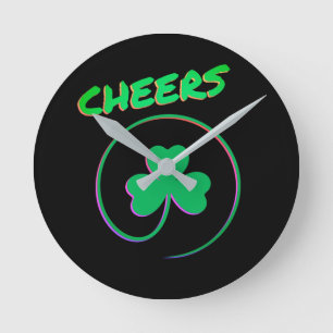 Relógio Redondo Cheers Shamrock Clover Ireland