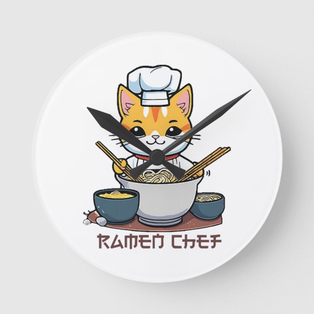 Relógio Redondo Chef de Ramen (Frente)
