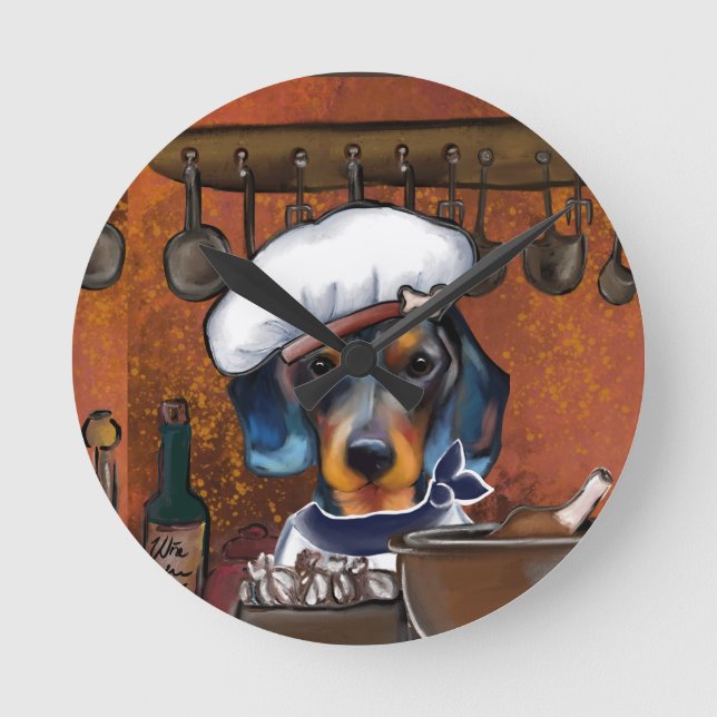 Relógio Redondo Chefs Dachshund (Frente)