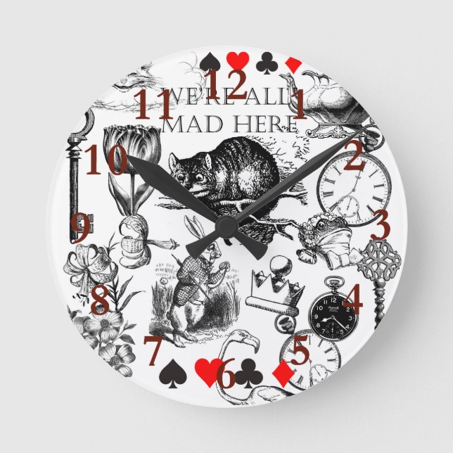 Relógio Redondo Cheshire Cat Classic Alice em Maravilderland (Frente)
