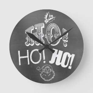 Relógio Redondo Chic Festivo Quadro Negro Ho, Ho, Ho Papai Noel