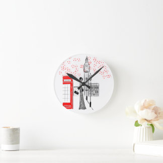 Relógio Redondo Chic London Glamor Art Wall Clock