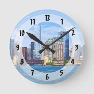 Relógio Redondo Chicago IL - View From Lake Michigan
