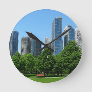 Relógio Redondo Chicago Illinois Windy City Park