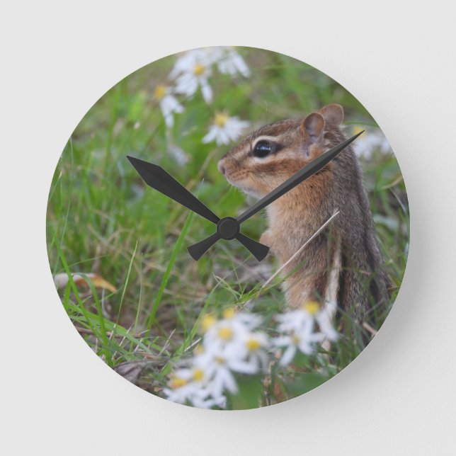 Relógio Redondo Chipset Adorável em flores (Frente)