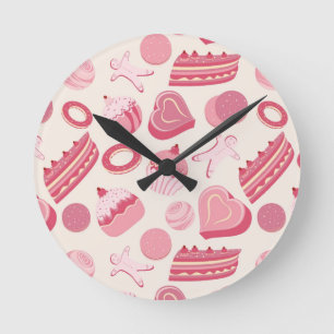 Relógio Redondo Chocolate and pastries pattern 2