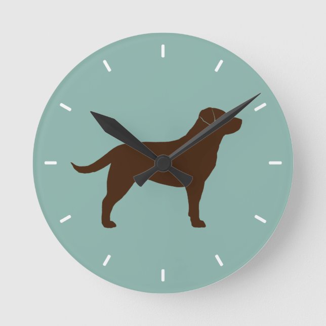 Relógio Redondo Chocolate Labrador Retriever Silhouter (Frente)