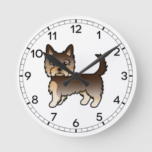 Relógio Redondo Chocolate Yorkshire Terrier Yorkie Cartoon