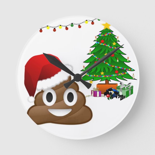 Relógio Redondo christmas poo emoji (Frente)