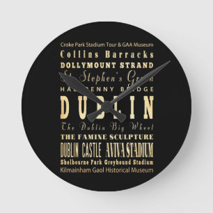 Relógio Redondo Cidade de Dublin da arte da tipografia de Ireland